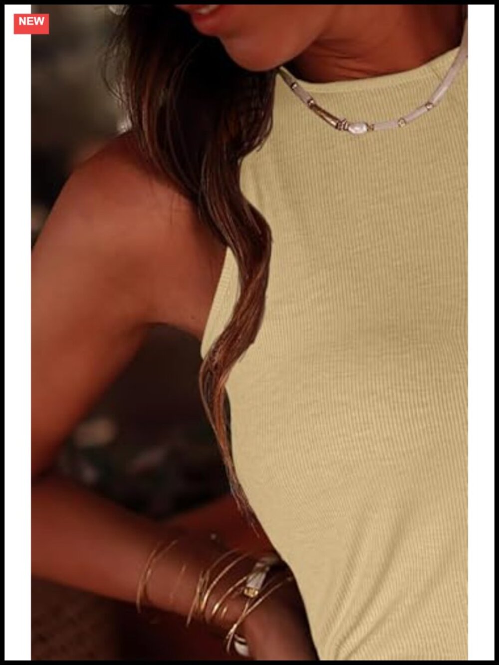 Women's Ribbed Knit Tank Top - Picture 4 of 5